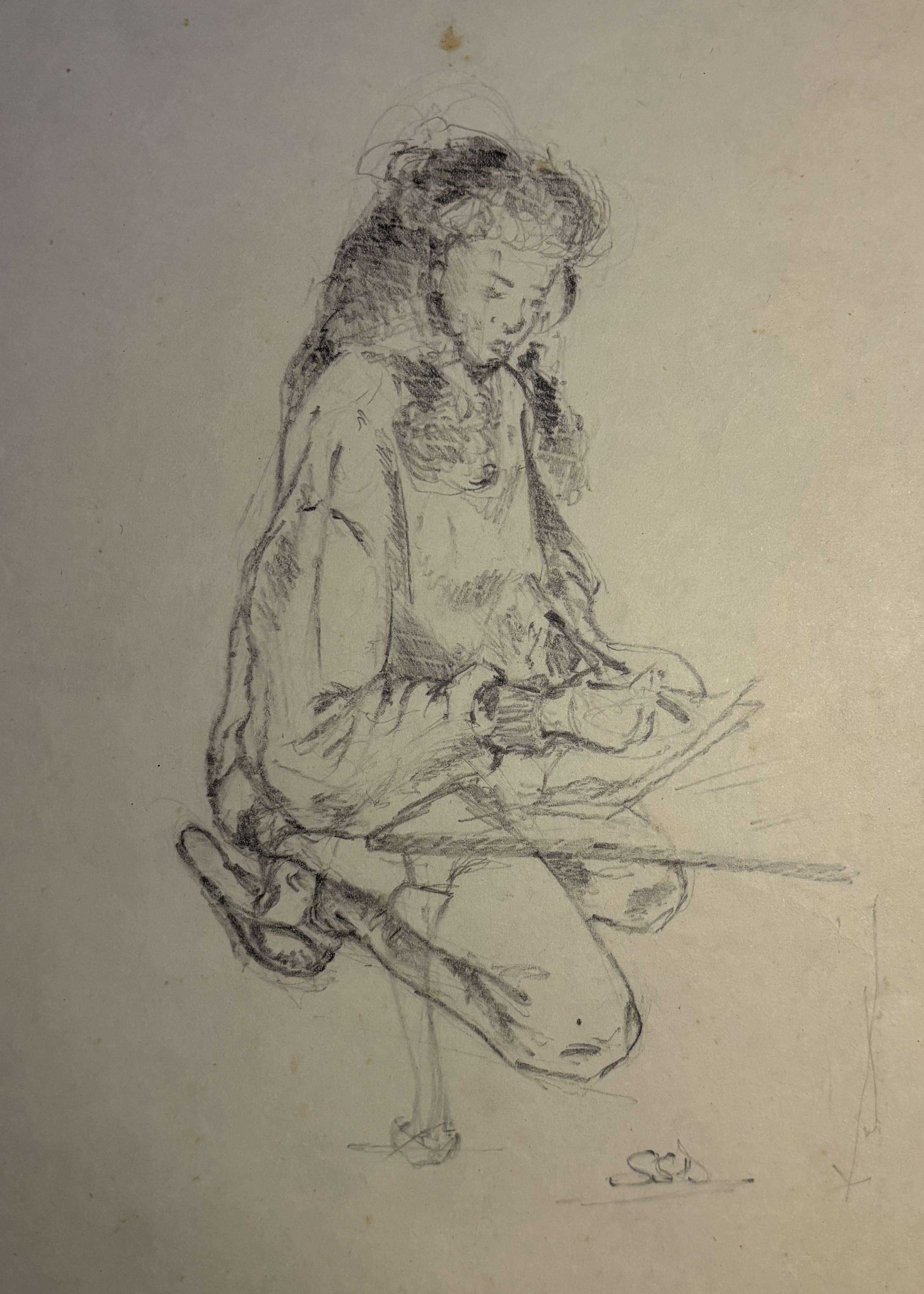 Pencil portrait of cousin, 1995